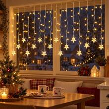 1pc 96 LED Icicle Lights Curtain String Lights Drops Star Pendants 3 Color Modes USB Powered With Remote Control 8 Modes For Home Window Decor Indoor Outdoor Christmas New Year Holiday Party Decoration - Multicolor - View 8