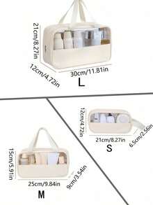 Dual Handle Large Capacity Transparent Makeup Bag, Suitable For Cosmetics And Toiletries, Beach Bag, Back To School Summer Travel Essential - Beige - View 7