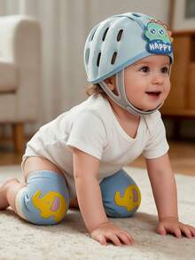 2pcs/Set Baby Anti-Fall Hat And Knee Pads Set, Toddler Learning To Walk Anti-Collision Head Protection Cap, Infant Crawling Head And Knee Protection Combination, Breathable Soft Walking Protection Gear, Cute Cartoon Knee Pads, Suitable For All Seasons. Also Suitable As Holiday Gift For Christmas, Halloween And Other Occasions. - Baby Head Protector + Knee Pads - View 12