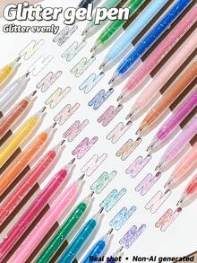 12/18/24Pcs Metallic Colorful Flash Glitter Gel Ink Pen Set,Smooth Writing 1.0mm Bold Line,Ideal For Journaling Note Taking Card Making Art Craft Drawing,Perfect Gift For Kids Teens Students Adults,Back To School Office Stationery Supplies - Sets - View 1