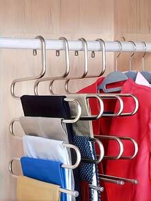 Gantungan Multifungsi Berbentuk S, Rak Penyimpanan Celana, Bahan Stainless Steel, Hemat Ruang, Cocok untuk Celana Panjang, Jeans, dan Syal; Cocok untuk Lemari Pakaian, Hotel, Asrama, dan Lainnya - MultiWarna - View 2
