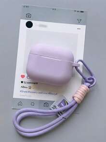Compatible With Airpods Protective Case, Minimalist Style Hand-Woven Rope Contrast Color Lanyard Bluetooth Earphone Shell, Suitable For Airpods 5 - Light Purple - View 14