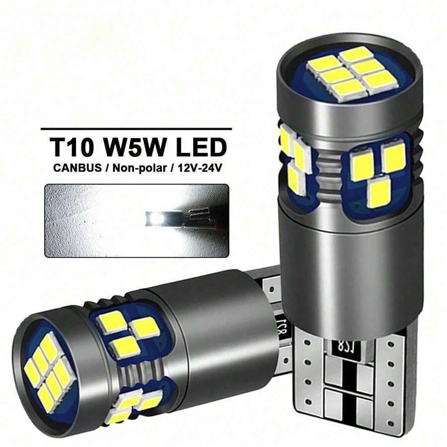2Pcs T10 3570 CSP LED Bulbs 15000LM 6000K White, App-Control RGB & Cool White, Canbus Error Free For Cayenne, 12V/24V Car Headlight - A - View 1