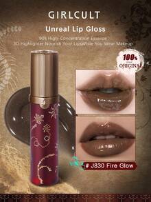 GIRLCULT Unreal Lip Glaze Loulan Series J830 Fire Glow, Kilap Tinggi dan Hasil Akhir Mengkilap, Melembapkan dan Tidak Lengket, Tekstur Jelly Ringan, Warna Dapat Dibangun, Cocok untuk Penggunaan Sehari-hari, Hadiah - J830 Cahaya Api - View 2