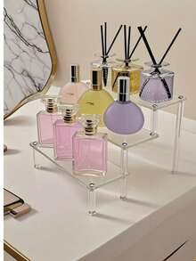 1pc Acrylic Display Stand 3-Tier Perfume Storage Display Rack And Multi-Functional Cupcake Stand, Figure Display Stand, Party Dessert Stand, For Decoration And Storage - Transparent - View 4