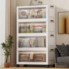 Multifunctional Foldable Storage Cabinet Plastic Multi-Layer Baby Wardrobe Storage Organizer Shelf - Multicolor - View 2