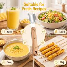 1/2pcs Wooden Handle Corn Stripper Tool, Stainless Steel Corn Kernel Remover With Riveted Handle, Manual Corn Peeler & Cob Scraper For Fresh Corn, Kitchen Cooking Tool - Multicolor - View 10