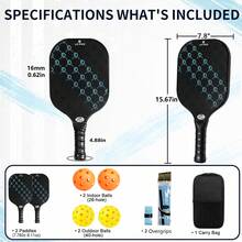 USAPA Approved Fiberglass Pickleball Paddle Set Of 2, Lightweight Pickle Ball Paddles With 4 Balls, 2 Overgrips, Carry Bag & Gift Box For Beginner & Intermediate Players - Blue - View 10