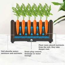 Rectangular Raised Garden Bed, Thickened Vegetable Planting Box, Herb Planting Box With Bottom Drainage Holes, Reinforced Plastic Garden Bed | Suitable For Indoor/Outdoor Use | Modern Minimalist Style | Perfect For Balcony Vegetable Gardening, Flower Planting, Herb Planting | Easily Create Your Own Home Mini Farm - Modular - Floor-standing - View 4