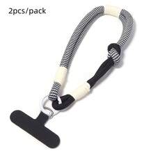 2pcs/Pack Polyester Dopamine Colorblock Camera Keychain Phone Anti-Loss Short Lanyard 16cm, Macaron Multicolor, With Built-In Washer And Hanging Clip, Primarily Used As Phone Wrist Strap, Can Hang Keys, Small Items, Anti-Loss Portable Daily Hanging Accessory - Contrast Color Lanyard - View 10