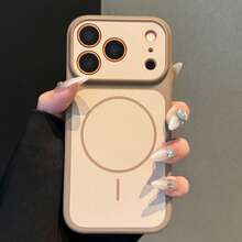 Casing Magnetik Warna Cerah Mewah Kompatibel Dengan iPhone 18 Pro Max 18 Pro, Dengan Pengisian Daya Nirkabel Magnetik dan Pelindung Layar, Casing Ponsel Kompatibel Dengan iPhone 16 Pro Max 17 Pro Max 16 Plus 17 12 11 15 14 13 - Emas Gurun - View 3