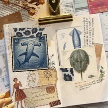 European Style Ocean Museum Scrapbook Paper 24 Sheets 6 Inch Vintage Marine Life Stamp Engraving Illustration Background Paper No Repeated Patterns Suitable For Bullet Journal Junk Journal Greeting Card Background Photo Album And Handmade DIY Crafts - Square - View 4