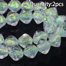 2pcs 13*12mm 2mm Hole Diameter Rhombus Colored Glass Beads, Perforated Beads For Handmade DIY Jewelry Making Loose Beads - Diamond-shaped Colorful Glazed Beads - View 15