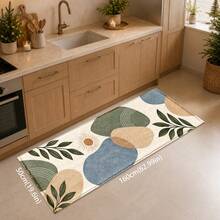 1PC Rust Orange Blue Leaf Print Faux Cashmere Rug, Contemporary Abstract Rectangular Area Rug And Floor Mat With Wavy Color Blocks, Artistic Home Decor For Living Room, Bedroom, Kitchen Or Hallway - Multicolor - View 12