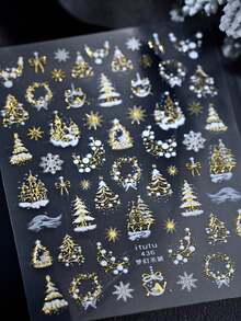 Christmas-Themed Stickers Featuring Snowflakes, Christmas Trees, Stars, And Bows For Decorating Journals DIY Stickers Suitable For Stationery And Office Supplies - A - View 10