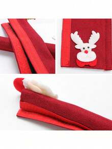 2pcs Christmas Refrigerator Door Handle Covers, Santa Claus & Reindeer Decorative Handle Protectors, Red Linen Kitchen Oven Microwave Fridge Handle Decor, Winter Holiday Home Decoration - Multicolor - View 8