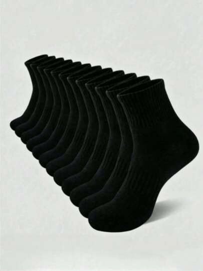 1/3/5/6/8/10 Paar Herren schwarze Frühling/Sommer Lässig Socken, weiche Sportsocken, feuchtigkeitsableitend, geeignet für den täglichen Gebrauch, Zuhause, Business
