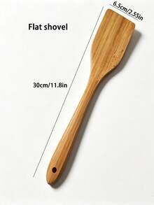 1/4pcs Bamboo Spatula Non-Stick Pot Kitchen Utensil Set, Unpainted Long Handle Bamboo Stir-Fry Spatula, Bamboo Frying Spatula, Rice Spoon - Mustard Yellow - View 11