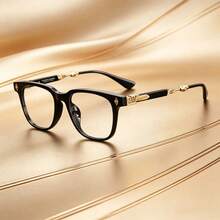 1 Pair High-Quality Board Material Vintage Brand Design Glasses, Luxury Anti-Radiation Plain Lens For Men And Women, Suitable For Daily Wear - Multicolor - View 1