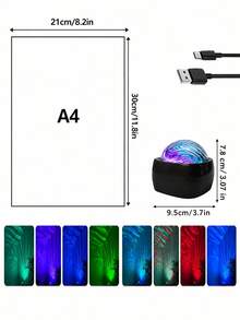 Aurora Galaxy Projection Lamp, 7-Color RGB Starry Night Light, USB 5V/1A Powered, Touch Control, Sound-Activated Rhythmic Light, Creates Dreamy Bedroom Atmosphere And Gaming Room Decor - Multicolor - View 4