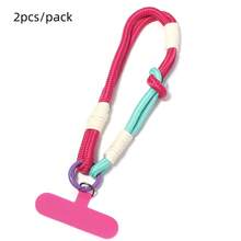 2pcs/Pack Polyester Dopamine Colorblock Camera Keychain Phone Anti-Loss Short Lanyard 16cm, Macaron Multicolor, With Built-In Washer And Hanging Clip, Primarily Used As Phone Wrist Strap, Can Hang Keys, Small Items, Anti-Loss Portable Daily Hanging Accessory - Contrast Color Lanyard - View 13