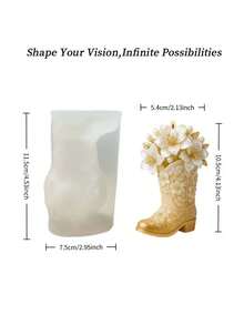 Resin Silicone Mold "Dreamy Floral Boot Mold, Featuring Exquisite Boot Shape And Floral Decoration - Easy To Demold And Clean, Reusable For Making Aromatherapy Candles/Resin Decor/Plaster Crafts - Flower Shoe Mold - View 6