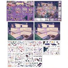 New Large Upgraded 3D Scene Stickers, Miniature House Landscape Stickers, Adult Planner Stickers, DIY Craft Stickers, Suitable For Halloween, Easter, Christmas - Multicolor - View 11