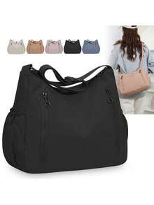 Tas Selempang Minimalis Kasual Kapasitas Besar, Tas Bahu Serbaguna Modis, Tas Tote Perjalanan Multi-Saku dengan Tali Bahu yang Dapat Diatur dan Penutup Resleting, Cocok untuk Bepergian, Sekolah, Belanja, - MultiWarna - View 5