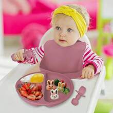 8 Pcs Set Silicone Led Weaning Supplies Utensils Cup Bowl - Multicolor - View 2