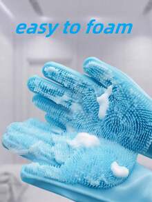 Pet Grooming Gloves For Dogs & Cats, Silicone Bathing & Shampooing Gloves, Pet Hair Removal Scrubber For Massage, Grooming & Cleaning - Multicolor - View 5