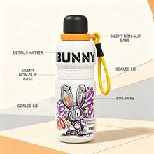 QWE Portable Insulated Water Bottle 600ML 316 Stainless Steel Inner Liner PP Lid With Lanyard Stylish Insulated Cup For Students Sports Outdoor Use - Black and White - View 6