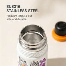 QWE Portable Insulated Water Bottle 600ML 316 Stainless Steel Inner Liner PP Lid With Lanyard Stylish Insulated Cup For Students Sports Outdoor Use - Black and White - View 7