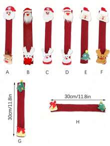 2pcs Christmas Refrigerator Door Handle Covers, Santa Claus & Reindeer Decorative Handle Protectors, Red Linen Kitchen Oven Microwave Fridge Handle Decor, Winter Holiday Home Decoration - Multicolor - View 5