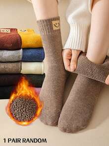 1/3/5/10 Pairs Women's Thick Fleece Socks, Warm Winter Socks, Plus Size Thick Fleece Socks, Random Solid Color, Autumn, Halloween, Christmas, Winter, Fuzzy Socks - Multi-color a - View 11