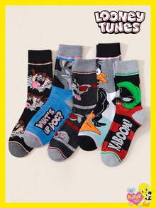 5 Pairs Unisex Socks Warner Bros. Collaboration Featuring Bugs Bunny, Tweety And Other Cartoon Characters, Versatile Design, Sweat-Absorbent And Breathable, Suitable For Animation Lovers - Multicolor - View 12