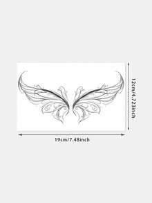 1pc Temporary Tattoo, Temperature Sensitive Color Changing Wings Pattern Black To Pink, Realistic Fake Tattoo Design, For Daily, Bachelorette Party Favors, Music Festival, Game, Graduation Gift, Lasts 3-5 Days - Multicolor - View 2