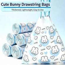 1 Roll 10pcs Extra Thick Durable Drawstring Trash Bags - Thick Portable Polyethylene Garbage Bags, Suitable For Kitchen, Bathroom, Bedroom And Living Room, Home Organization | Fashion Design | Drawstring Closure, Trash Bag Dispenser, Home Essential. - Trash Bags - View 1