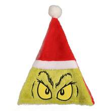 The Grinch 1pc Plush Embroidered Christmas Hat Green Monster Cartoon Xmas Hat - Style-a - View 12