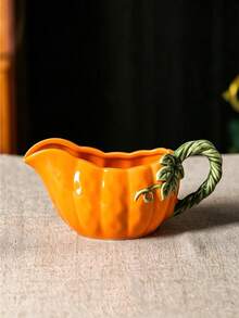 1pc Ceramic Pumpkin Shaped Sauce Boat, Halloween Pumpkin Shaped Sauce Boat, Suitable For Home, Kitchen And Restaurant Tableware; Used For Storing Seasonings, Sauces, Gravy And Salad Dressing; Suitable As A Gift Or Holiday Decoration - Multicolor - View 14