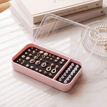 1pc Large Capacity Dust-Proof Portable Jewelry Box Earring Storage Organizer Box - Multicolor - View 10