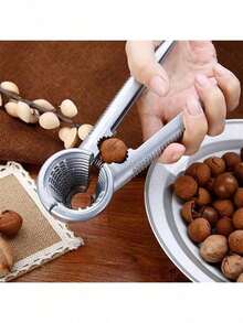 1pc Multifunctional Metal Walnut Cracker, Heavy Duty Handheld Nut Sheller, Non-Slip Nut Opener Tool For Walnut, Hazelnut, Pecan, Almond, Pistachio, Portable Nut Cracking Gadget For Home Kitchen, Party And Snack Making - Multicolor - View 7