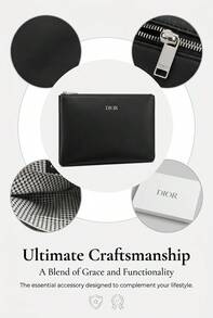 Dior Black Makeup Bag, Decorated With Iconic Brand Logo, Crafted From Premium PU Leather, Luxurious Texture. Pure Black Minimalist Appearance, Classic And Elegant, Unisex, Suitable For Daily Carry, Business Trips And Travel Storage. - Black - View 10