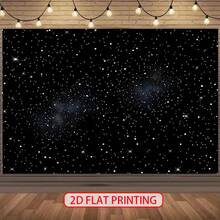 1pc Black Starry Sky Theme Banner, Made Of Polyester Material, Suitable For Birthday Parties, Starry Sky-Themed Gatherings,Dinner Settings,Background For Photography,Outdoor / Indoor.Great For Gatherings With Friends,Yard Decoration,Universal Theme. - A - View 5