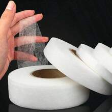 1/2/3cm Wide 60M White Double-Sided Adhesive Non-Woven Hot Melt Interlining Fabric, Thin Iron-On Fusible Interlining Tape With Glue Mesh Backing For Garment Accessories - White - View 1