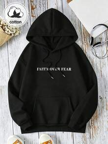 Sweatshirt Berkerudung Wanita, Pullover Lengan Panjang Bermotif, Atasan Kasual Musim Panas, Cocok untuk Kembali ke Sekolah, Wisuda, dan Guru - Hitam - View 5