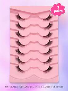 Asiteo 7 And A Half Pairs Of False Eyelashes, Natural Fluffy Eyelashes, Cat Eye Eyelashes, Elongated Tail Eyelashes, Daily Wear, Strip False Eyelashes, Eyelashes, False Eyelashes - Multicolor - View 3