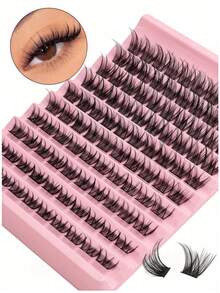 Asiteo 120pcs False Eyelashes, Cluster, Single Thick, Natural D Curl, 8-16mm, DIY False Eyelashes, Eyelash Clusters, Single Eyelashes, False Eyelashes, False Eyelashes - D - View 1