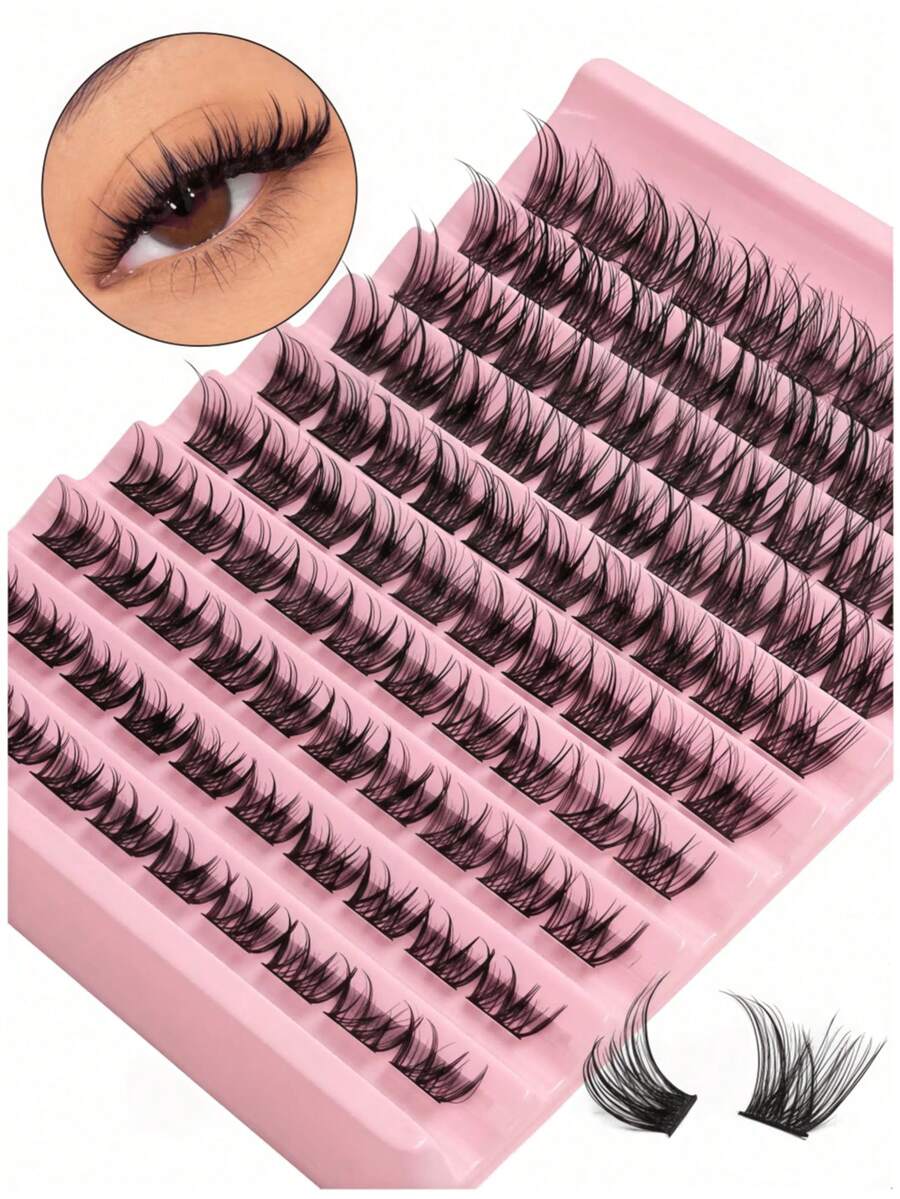 Asiteo 120pcs False Eyelashes, Cluster, Single Thick, Natural D Curl, 8-16mm, DIY False Eyelashes, Eyelash Clusters, Single Eyelashes, False Eyelashes, False Eyelashes - D - View 1