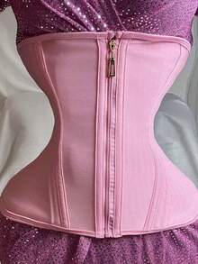 1pc Multi-Size Waist & Abdomen Shaping Breathable Elastic Fabric Waist Trainer For Daily Casual Wear - Pink - View 1