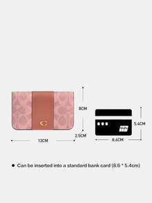 Coach Dompet Kartu Tipis Esensial, Tas Tangan Clutch, Dompet Lipat Bergaya untuk Wanita dengan Kantong Koin Berresleting, 4 Slot Kartu Kredit - Watermelon Pink - View 4